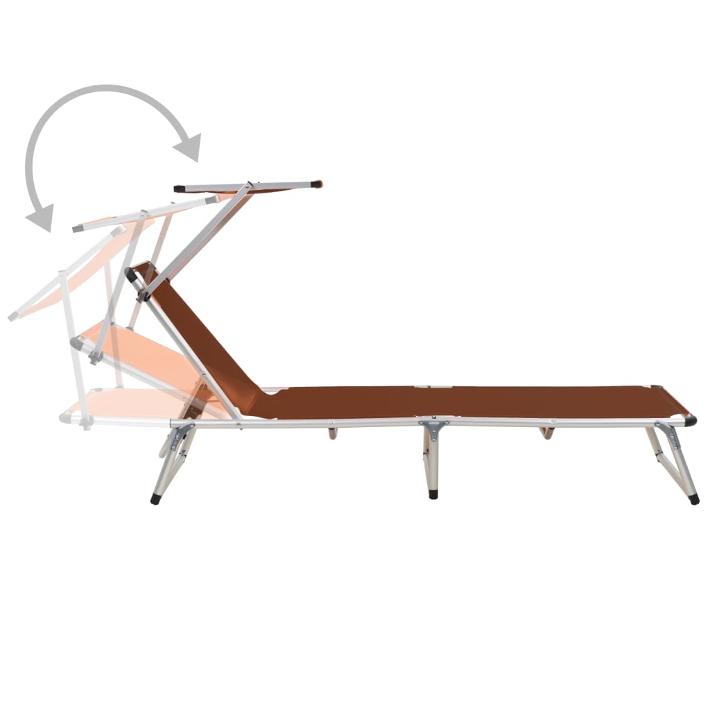 foldbar liggestol med tag aluminium og textilene brun