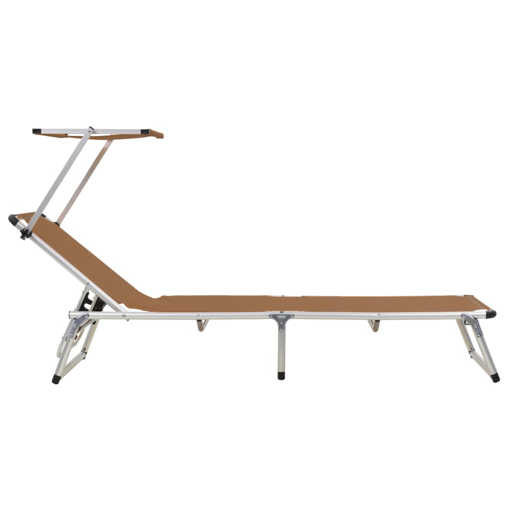 foldbar liggestol med tag aluminium og textilene brun