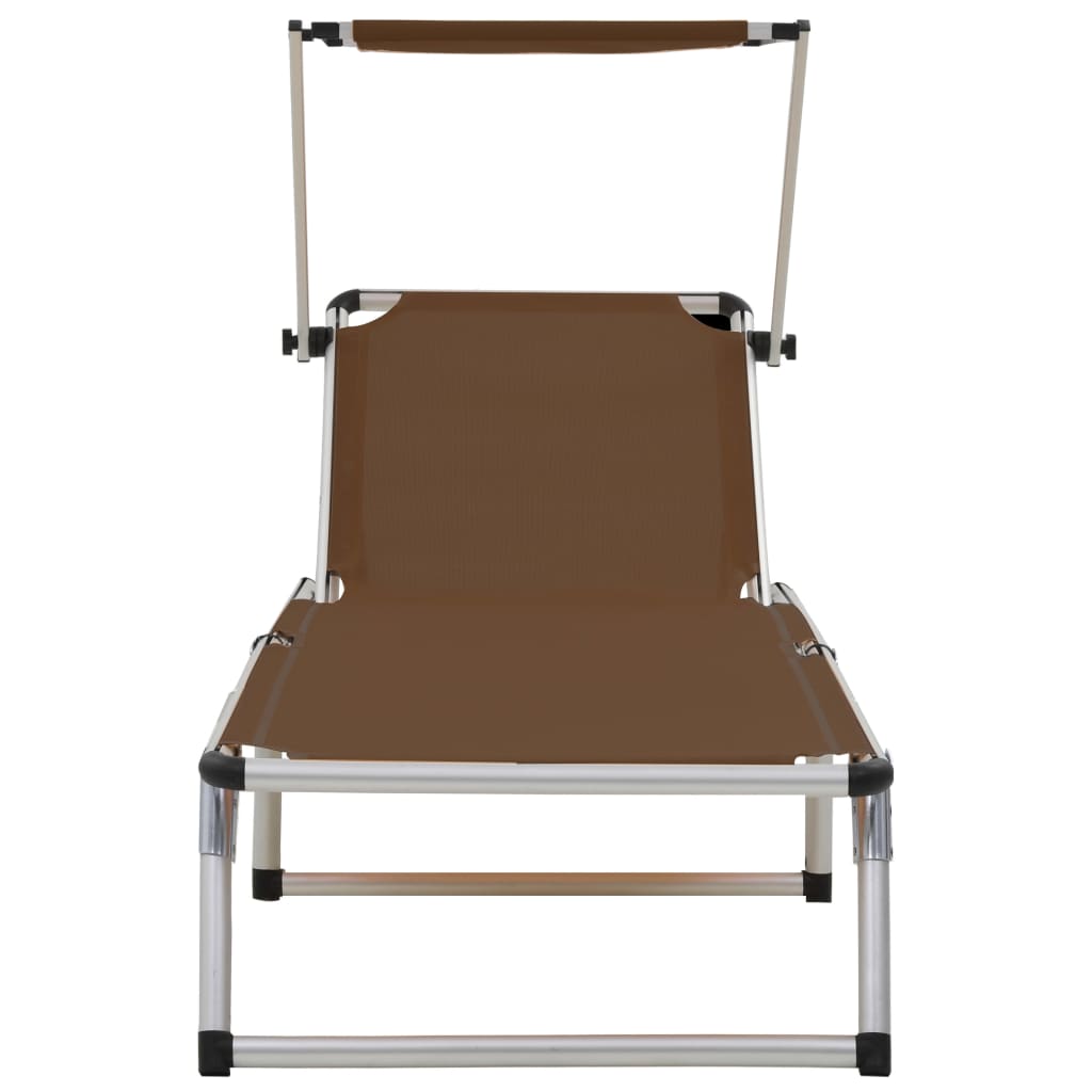 foldbar liggestol med tag aluminium og textilene brun