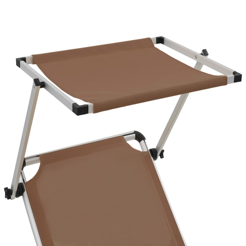 foldbar liggestol med tag aluminium og textilene brun