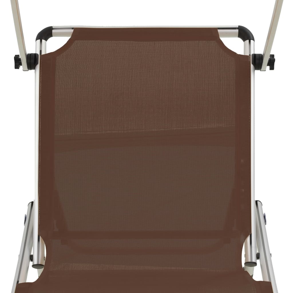 foldbar liggestol med tag aluminium og textilene brun