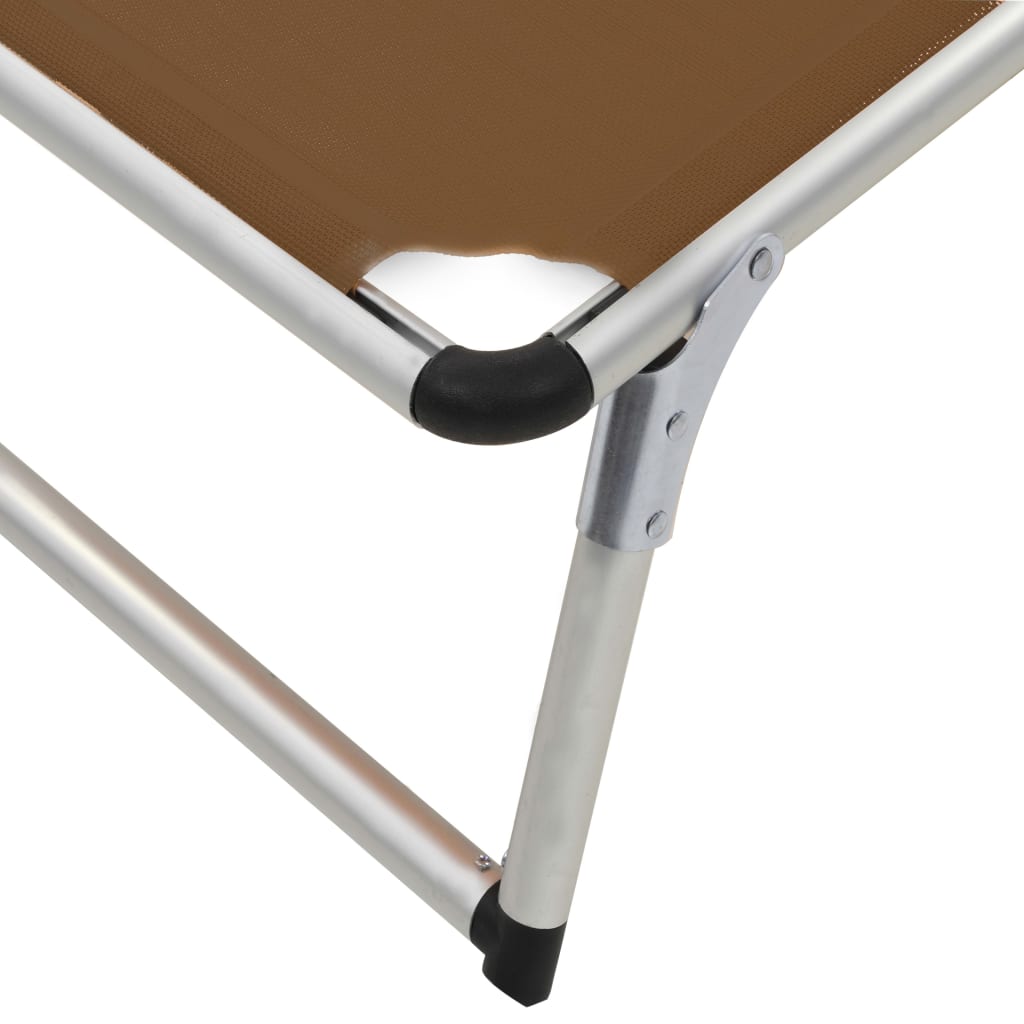 foldbar liggestol med tag aluminium og textilene brun