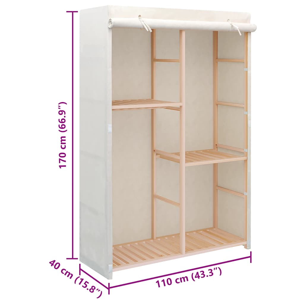 tøjgarderobe i 3 niveauer 110x40x170 cm