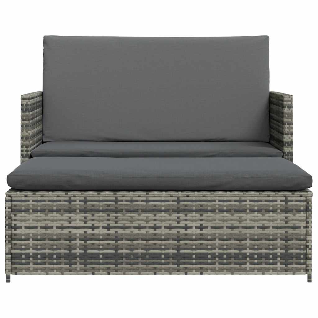 haveloungesæt 2 dele med hynder polyrattan grå