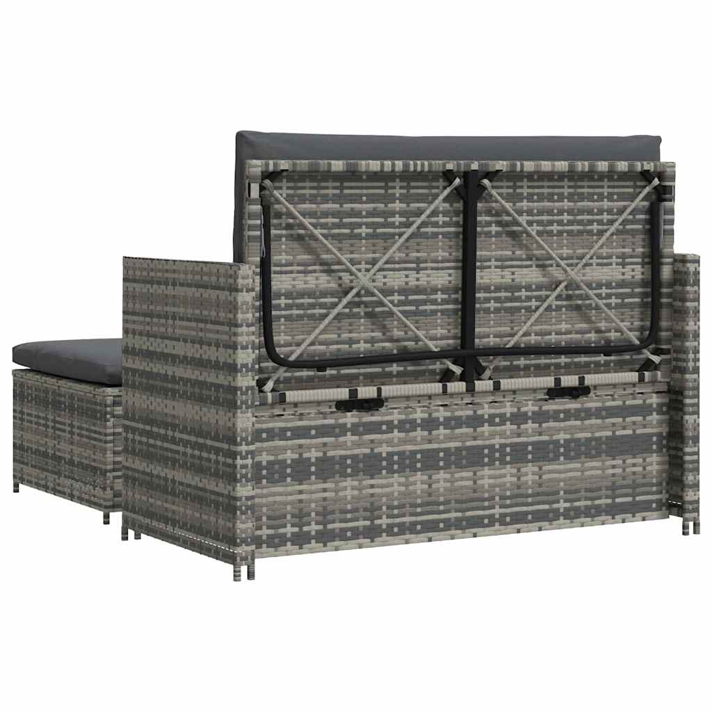 haveloungesæt 2 dele med hynder polyrattan grå