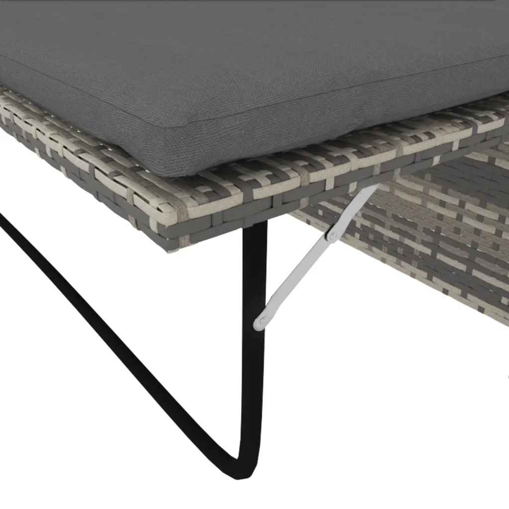 haveloungesæt 2 dele med hynder polyrattan grå