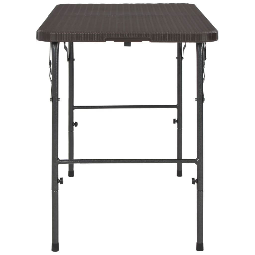 foldbart havebord 120 x 60 x 74 cm HDPE rattanlook brun