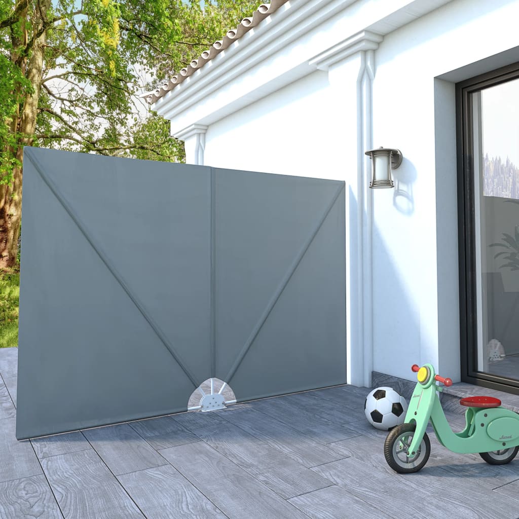 sammenklappelig sidemarkise til terrasse grå 240 x 160 cm