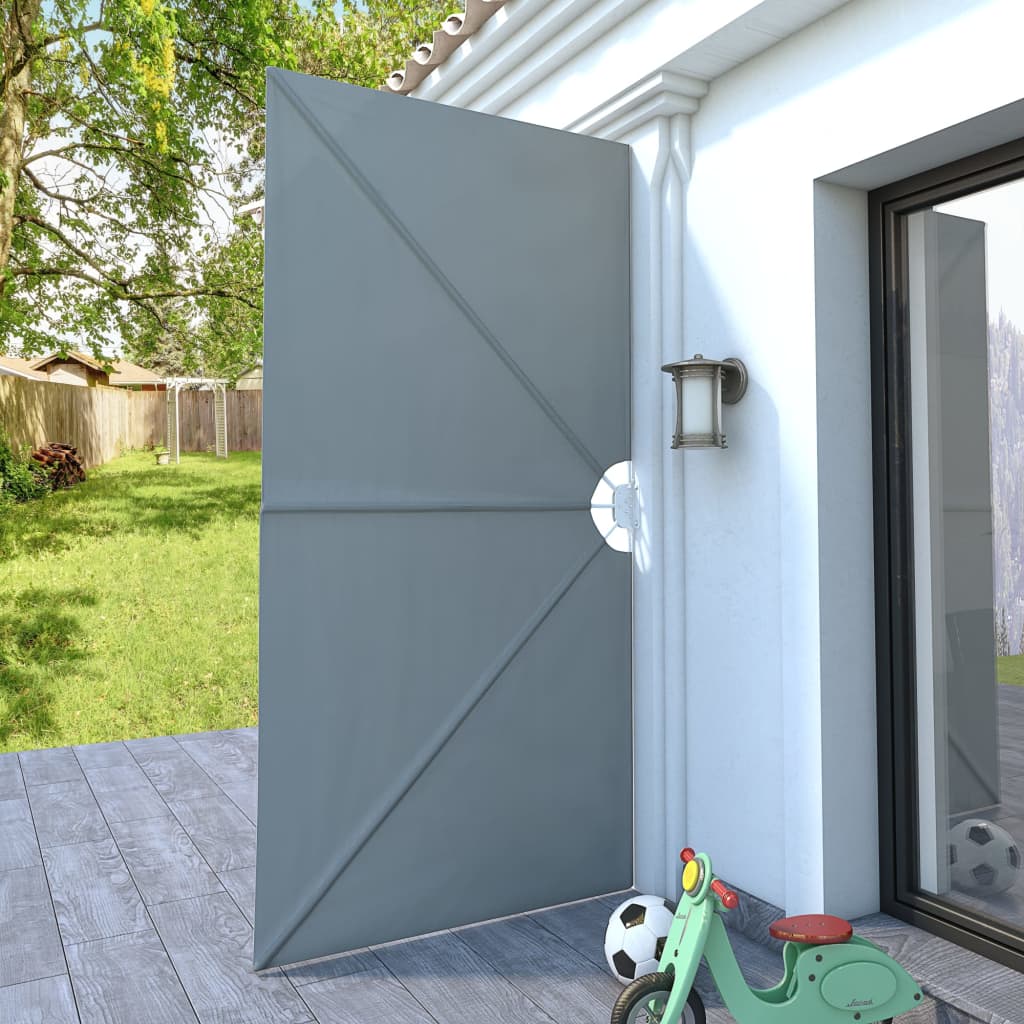 sammenklappelig sidemarkise til terrasse grå 300 x 150 cm