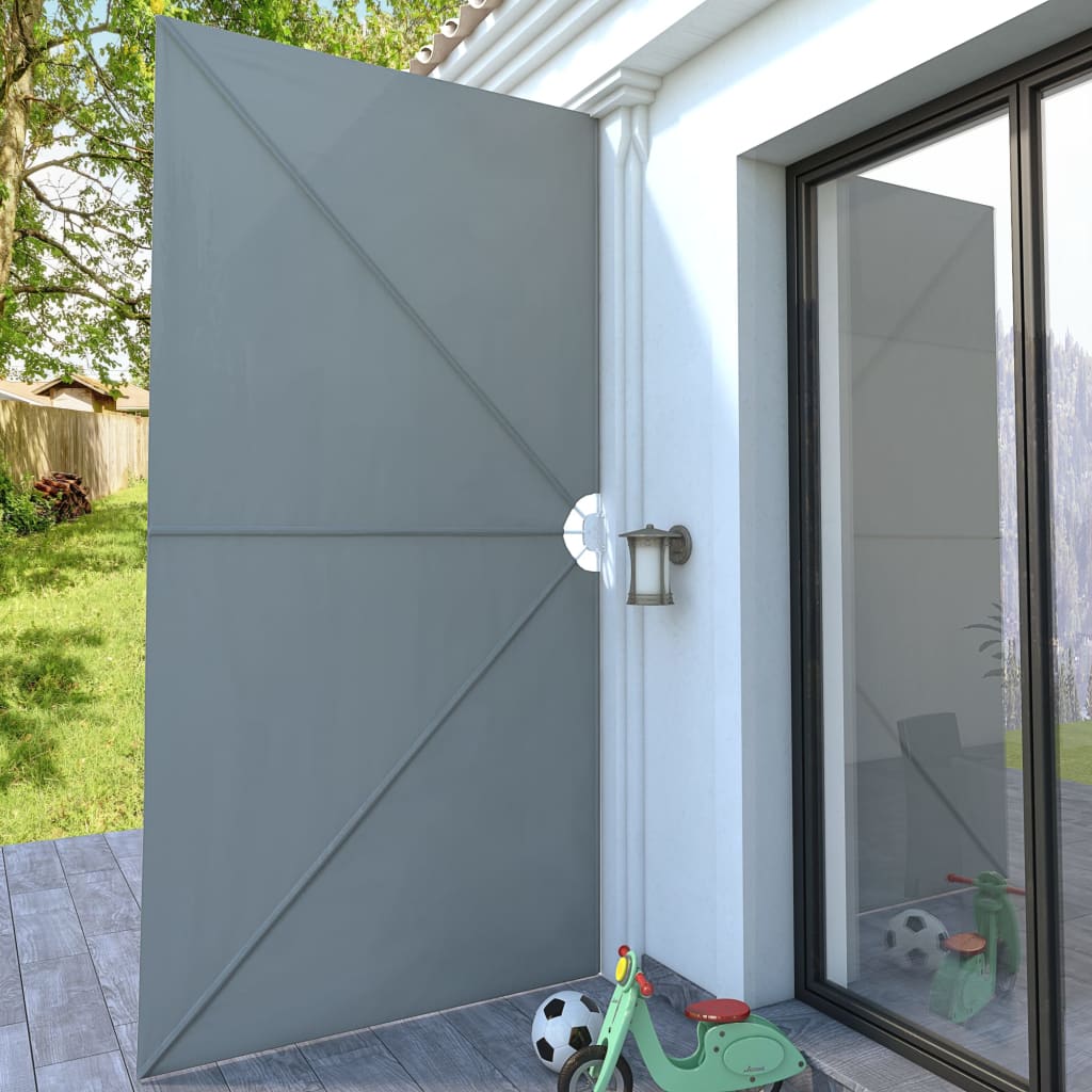 sammenklappelig sidemarkise til terrasse grå 400 x 200 cm