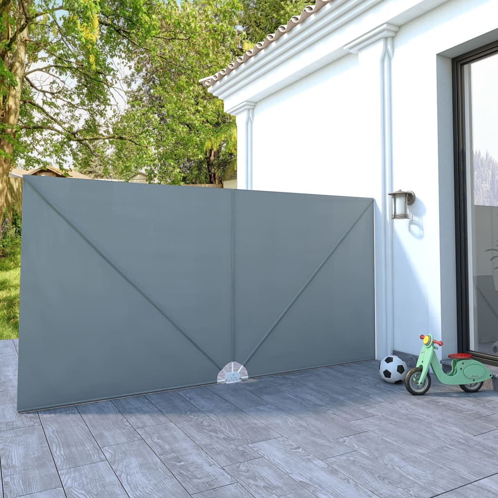 sammenklappelig sidemarkise til terrasse grå 400 x 200 cm