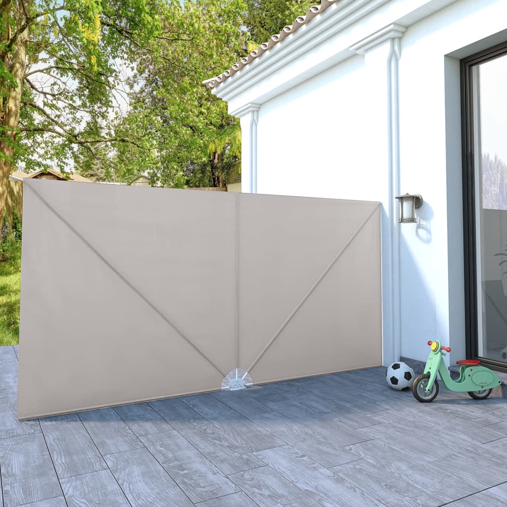 sammenklappelig sidemarkise til terrasse cremefarvet 400 x 200 cm