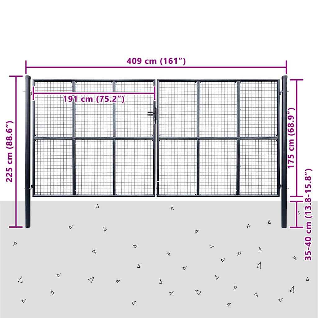 havelåge i net galvaniseret stål 400x175 cm grå