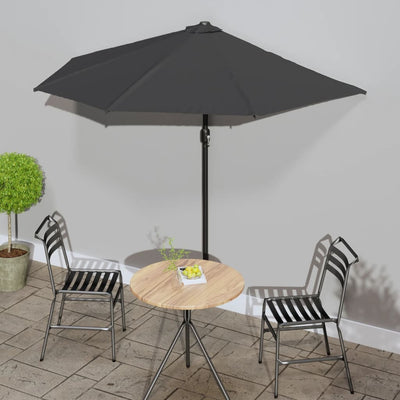 balkonparasol med aluminumsstang antracitgrå 270 x 144 cm halv