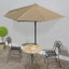 balkonparasol med aluminumsstang gråbrun 300 x 155 cm halv