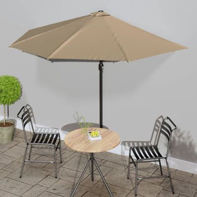 balkonparasol med aluminumsstang gråbrun 300 x 155 cm halv