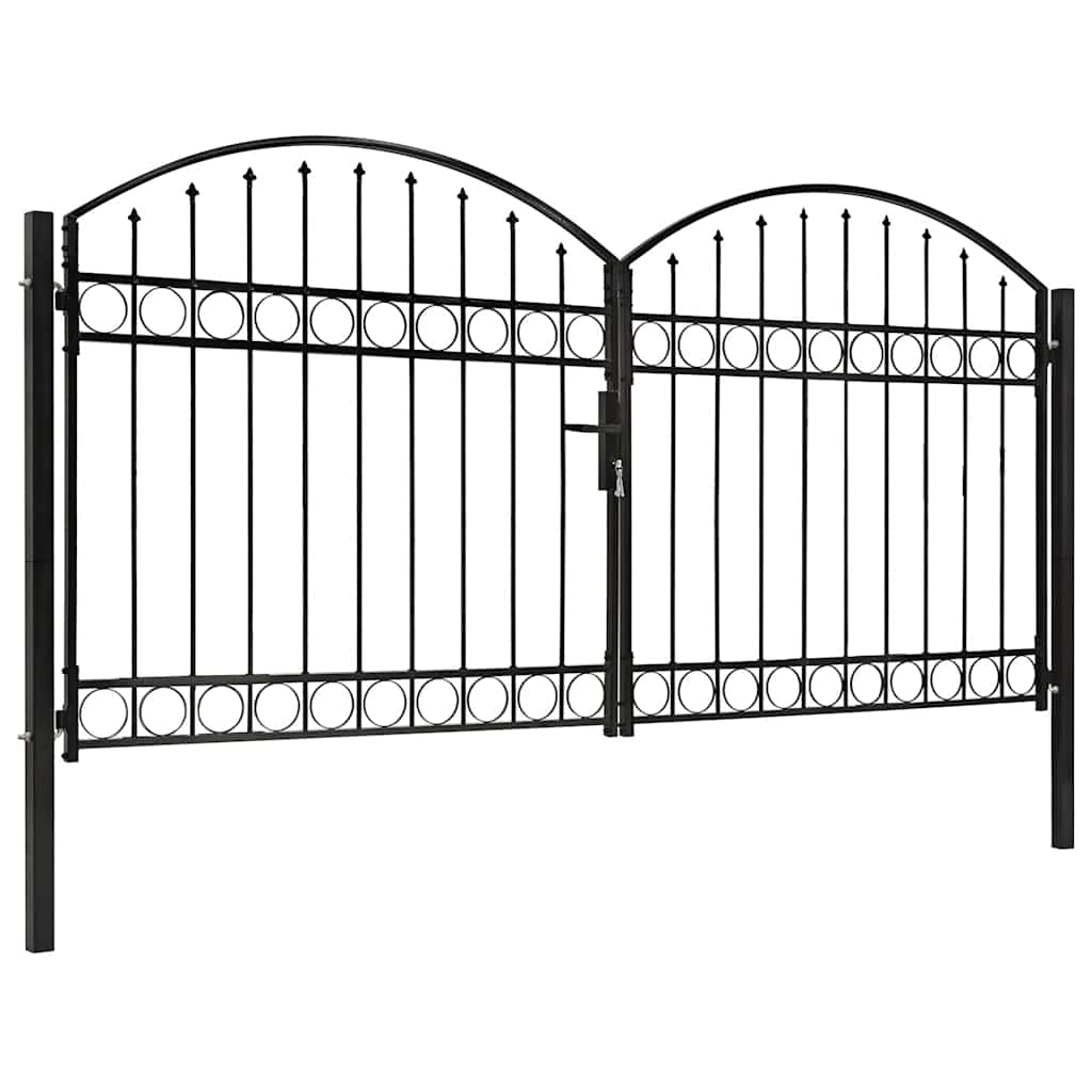 hegnslåge ASSEN dobbeltdør med buet top stål 300x125 cm