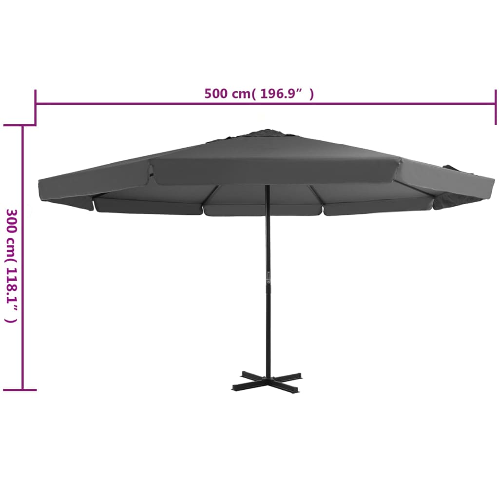 udendørs parasol med aluminiumsstang 500 cm antracitgrå