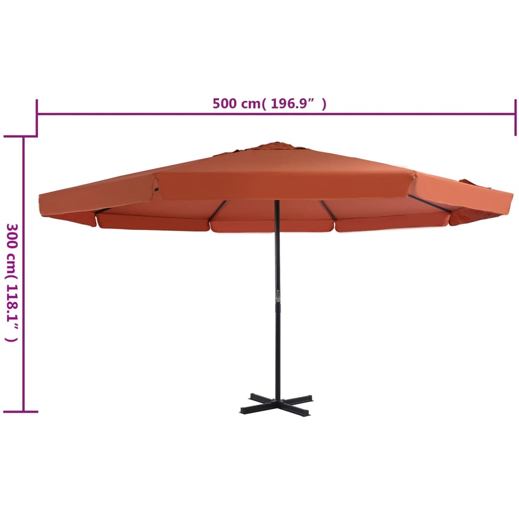 udendørs parasol aluminiumsstang 500 cm terracotta