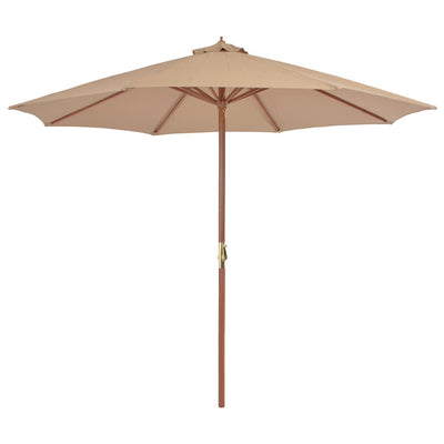 parasol 300 cm træstang gråbrun