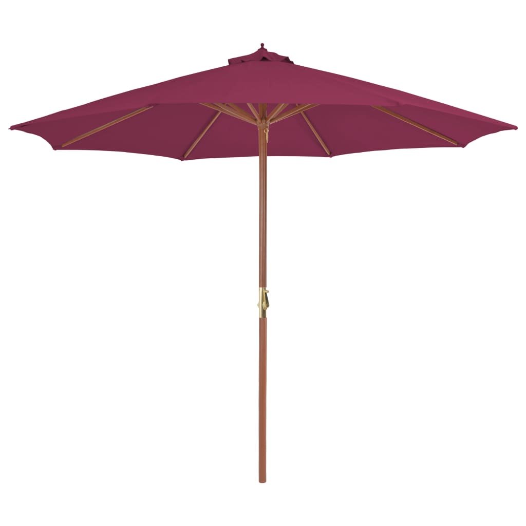 parasol 300 cm træstang bordeauxrød