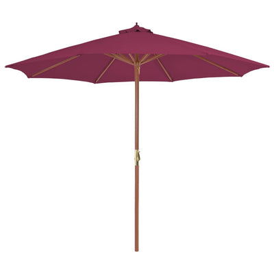 parasol 300 cm træstang bordeauxrød