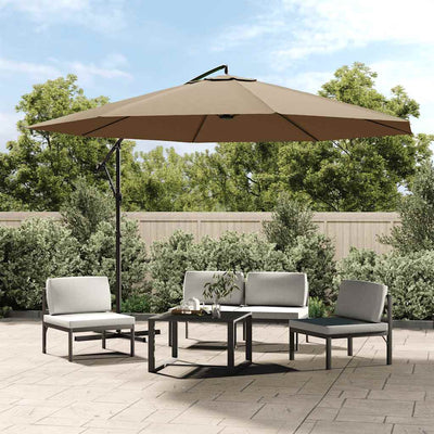 hængeparasol 350 cm aluminiumstang gråbrun