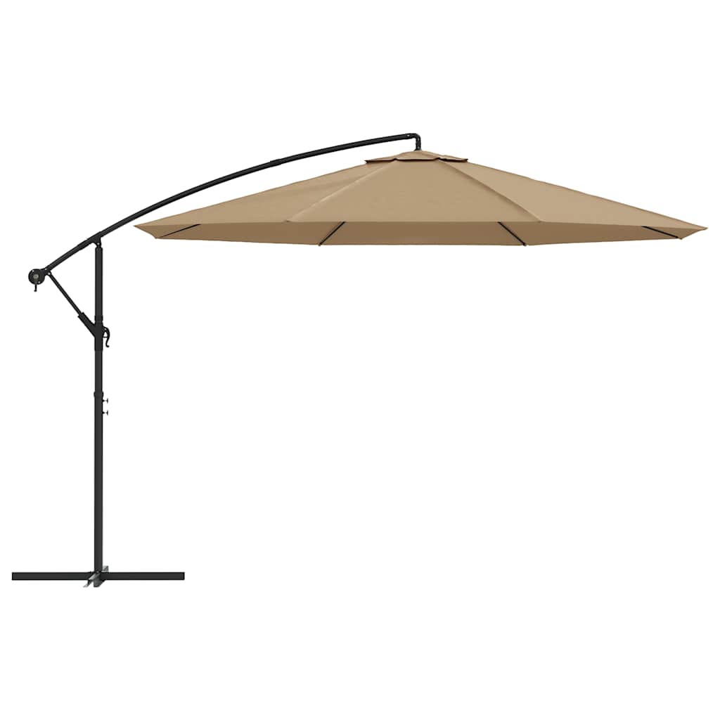 hængeparasol 350 cm aluminiumstang gråbrun