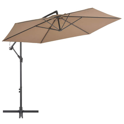 hængeparasol 300 cm aluminiumstang gråbrun