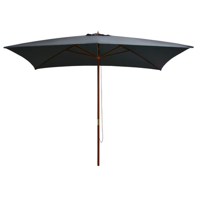 parasol 200x300 cm træstang antracitgrå
