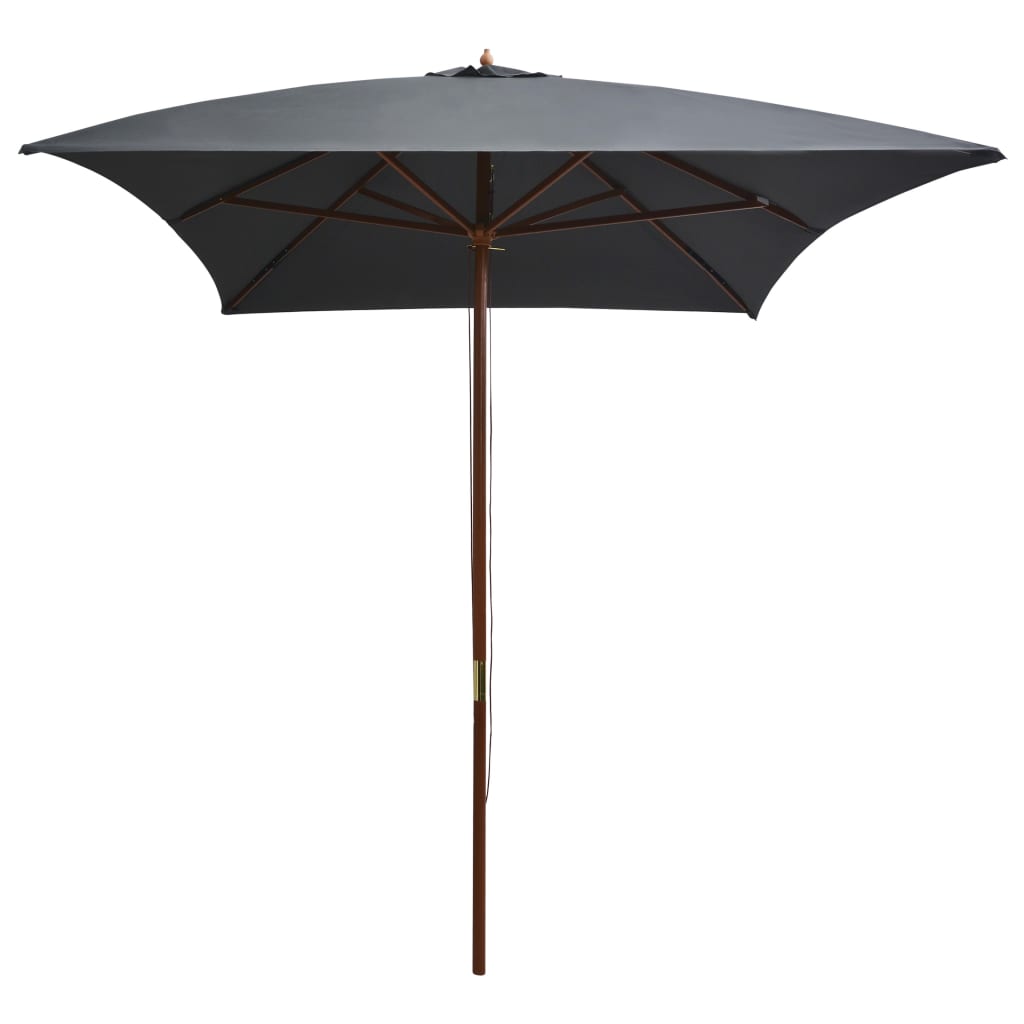 parasol 200x300 cm træstang antracitgrå