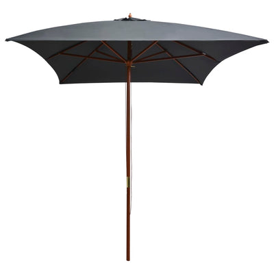 parasol 200x300 cm træstang antracitgrå