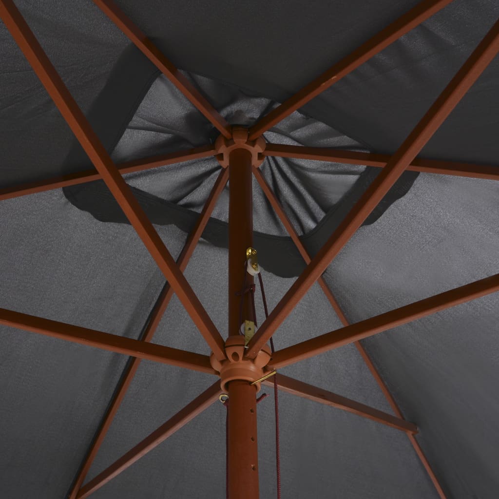 parasol 200x300 cm træstang antracitgrå