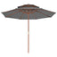 parasol m. træstang 270 cm 2 niveauer antracitgrå