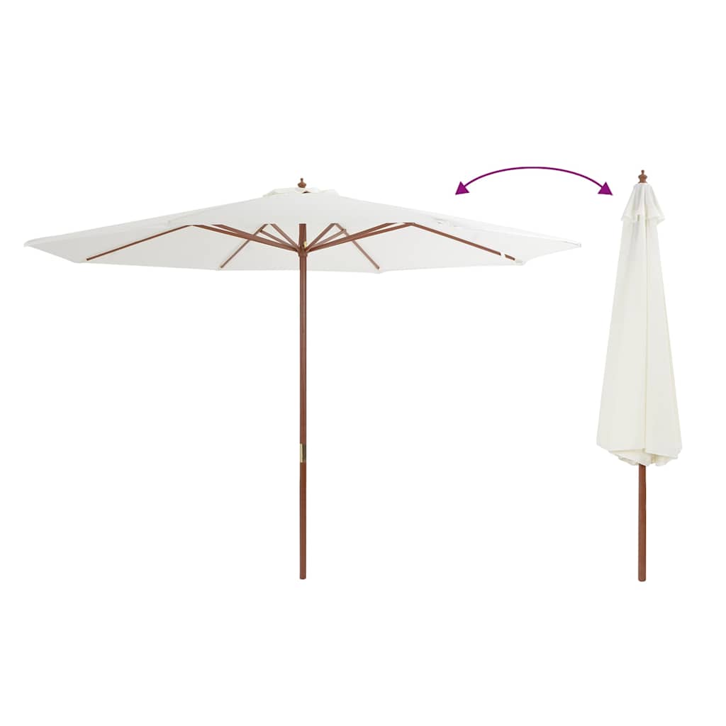 udendørs parasol med træstang 350 cm sandhvid