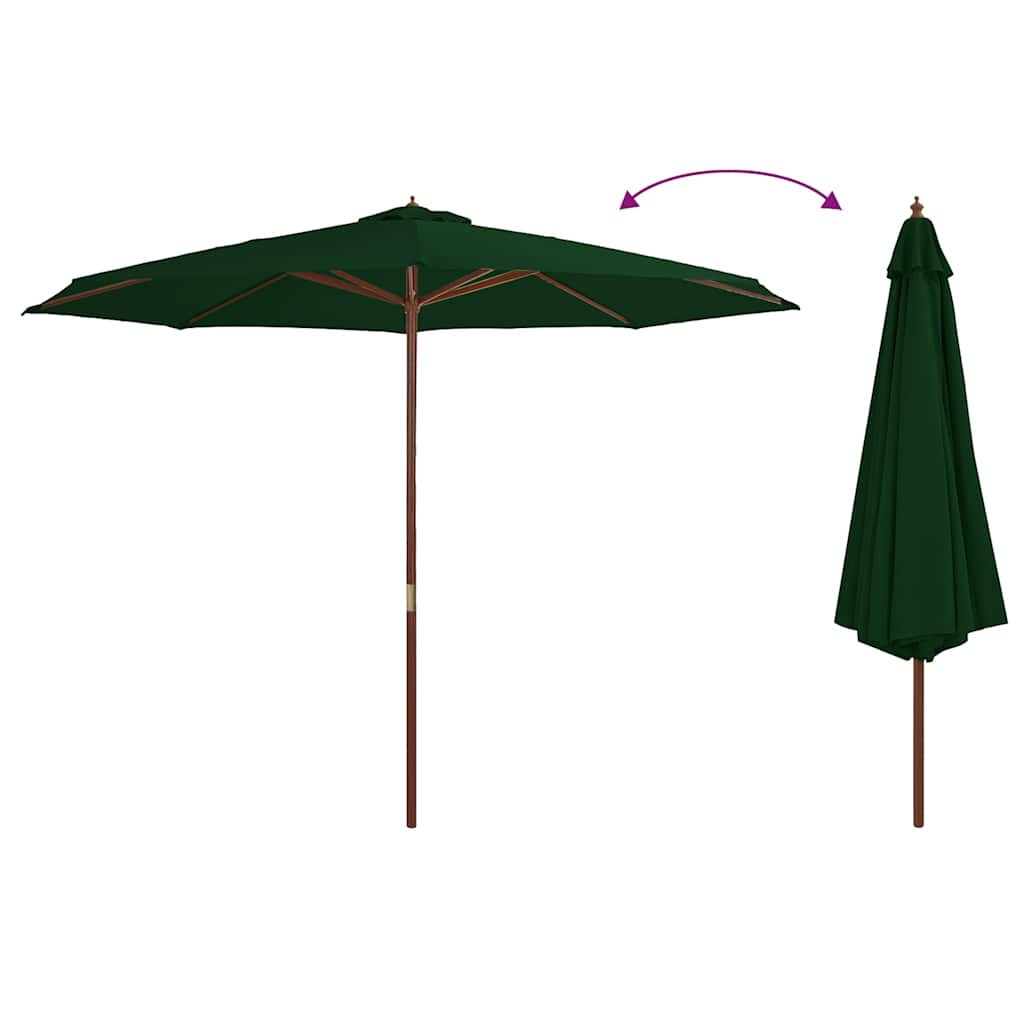 udendørs parasol med træstang 350 cm grøn