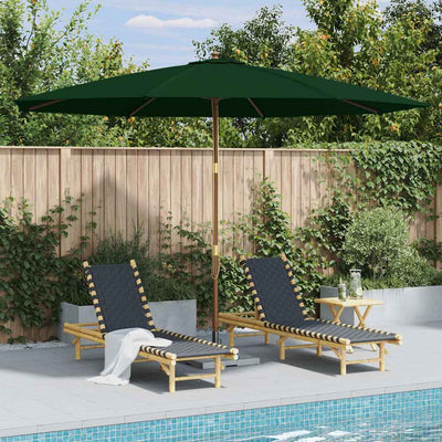 udendørs parasol med træstang 350 cm grøn
