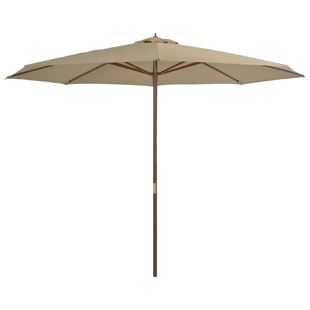udendørs parasol med træstang 350 cm gråbrun