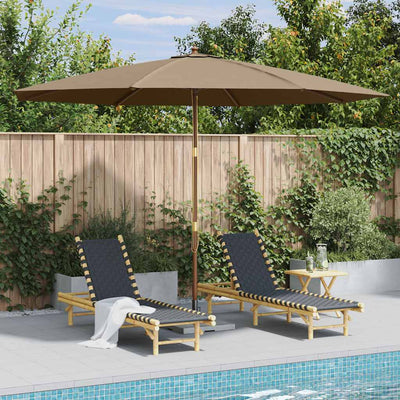 udendørs parasol med træstang 350 cm gråbrun