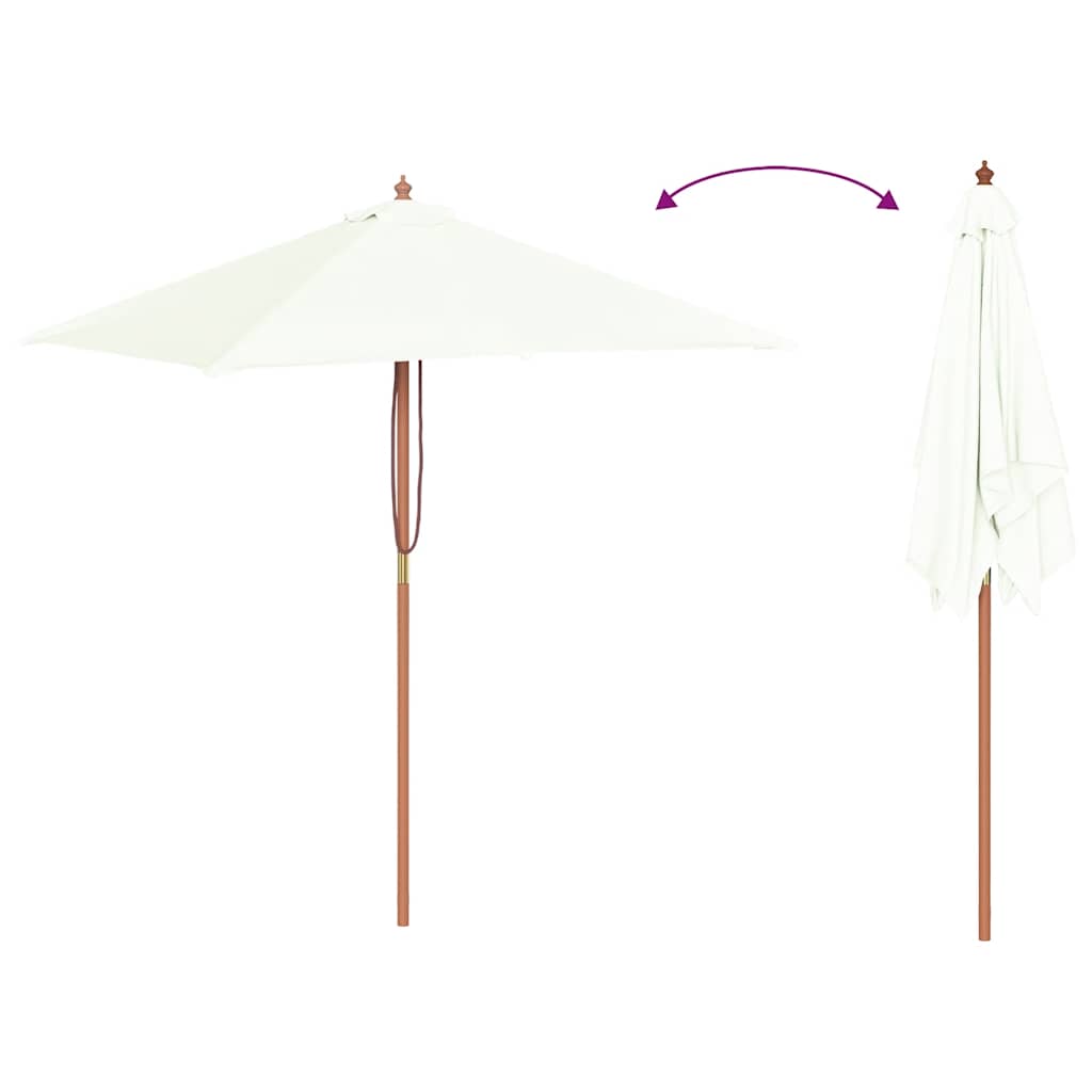 parasol 150x200 cm træstang sandfarvet