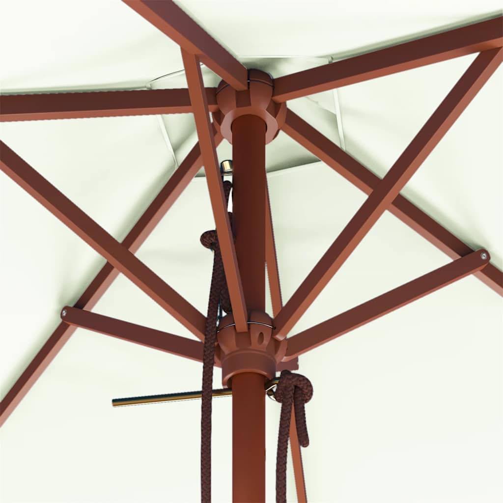 parasol 150x200 cm træstang sandfarvet