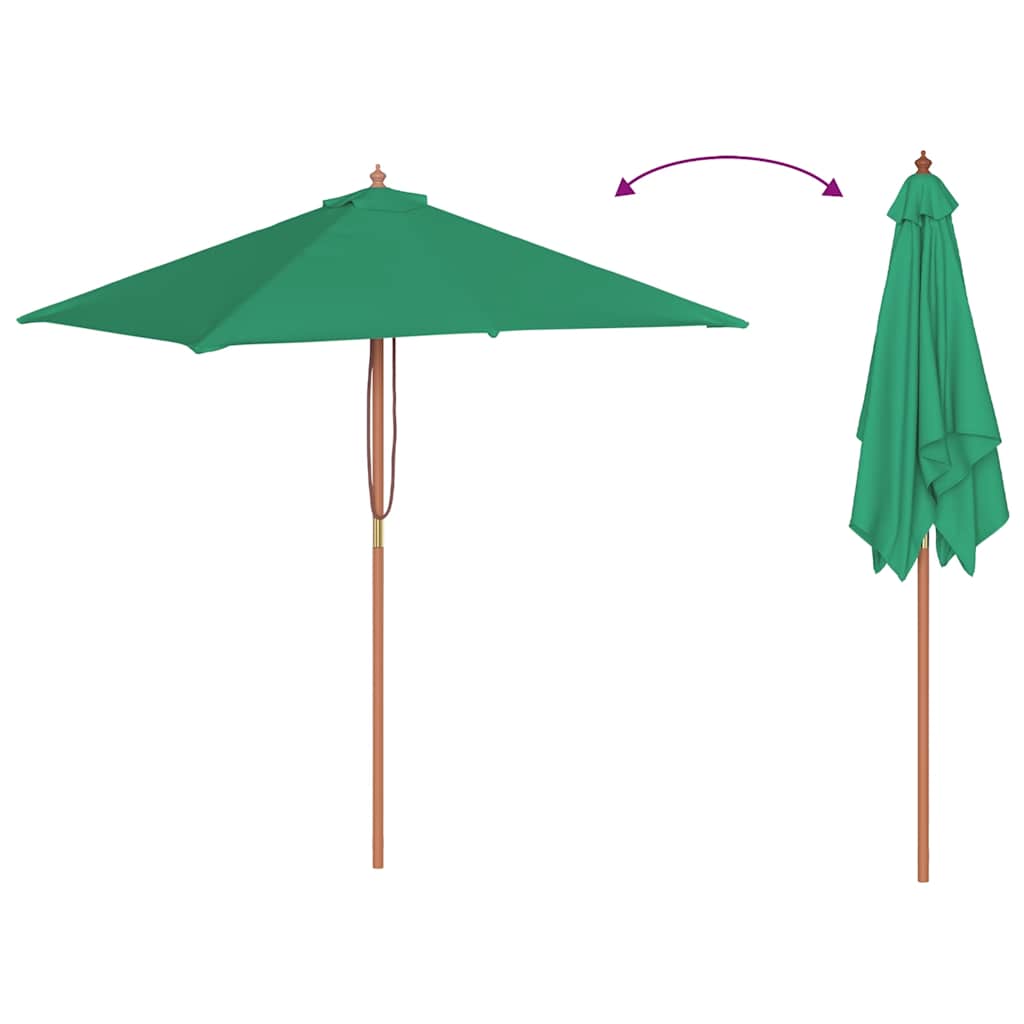 parasol 150x200 cm træstang grøn