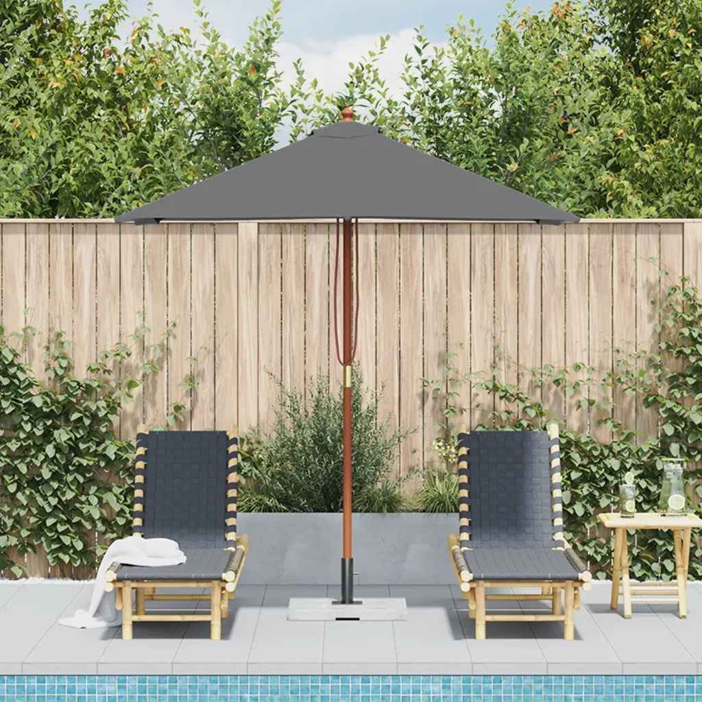 parasol 150x200 cm træstang antracitgrå
