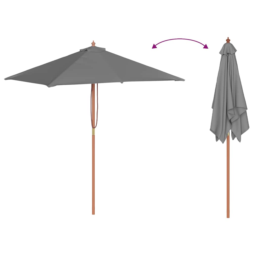 parasol 150x200 cm træstang antracitgrå