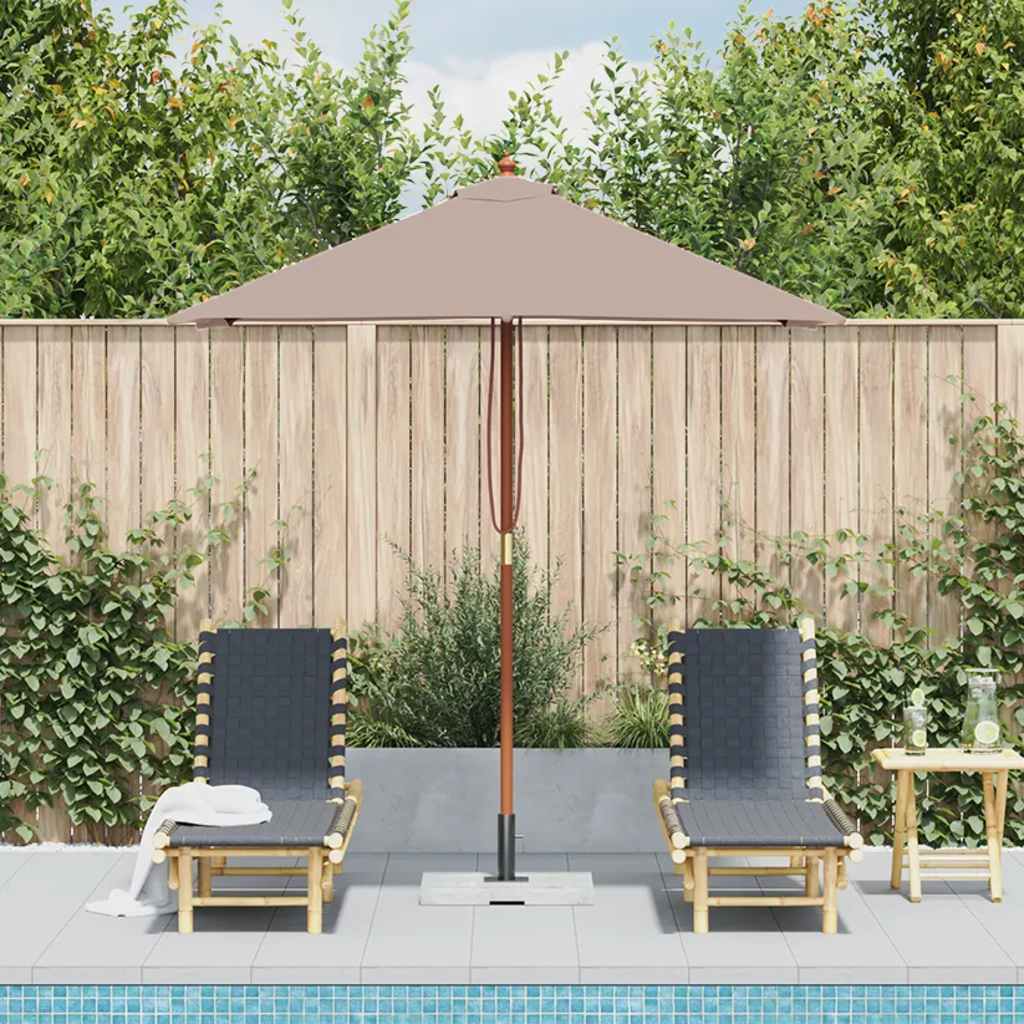 parasol 150x200 cm træstang gråbrun