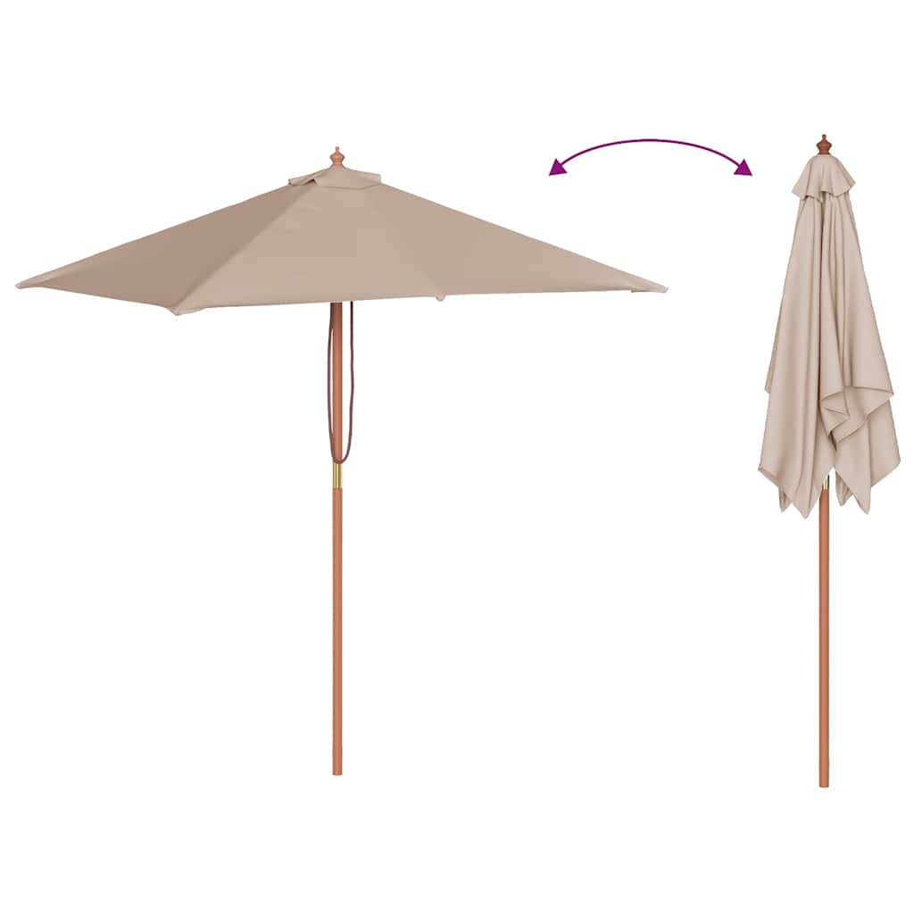 parasol 150x200 cm træstang gråbrun