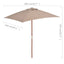 parasol 150x200 cm træstang gråbrun