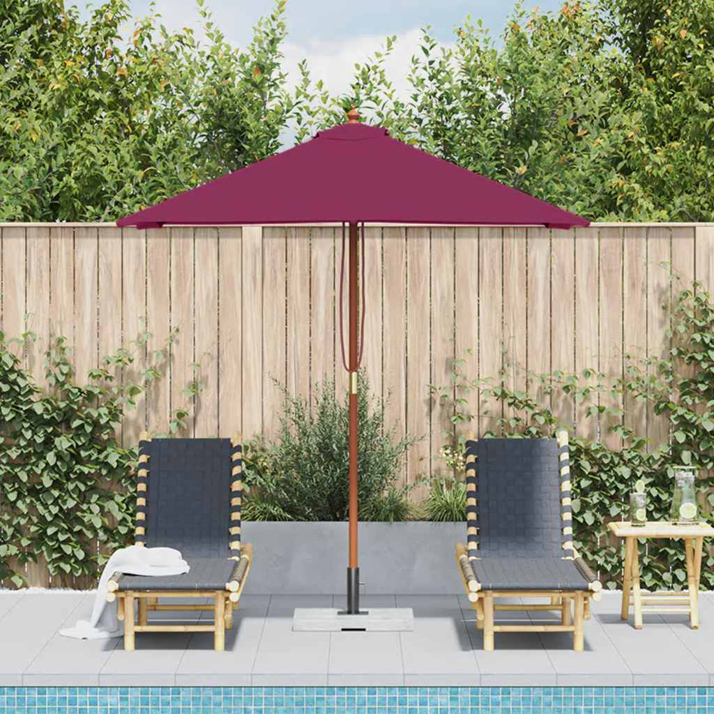 parasol 150x200 cm træstang bordeauxrød