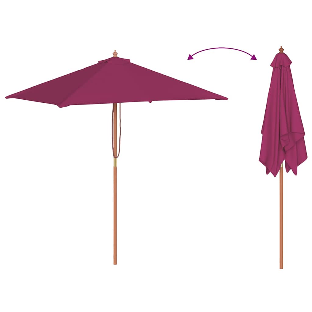 parasol 150x200 cm træstang bordeauxrød