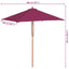 parasol 150x200 cm træstang bordeauxrød
